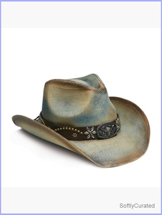 Unisex Western Straw Cowboy Hat with Decorative Band